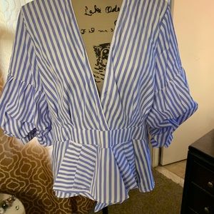 Blue and white stripe top